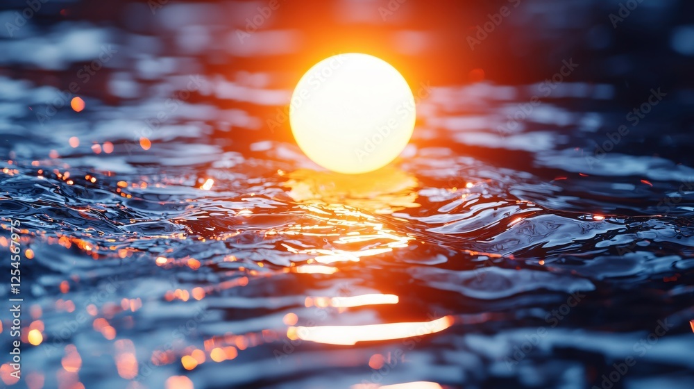 Fototapete ethereal orb reflecting on rippling water creating a mesmerizing and tranquil visual effect