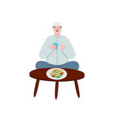 Man Praying for Iftar Illustration