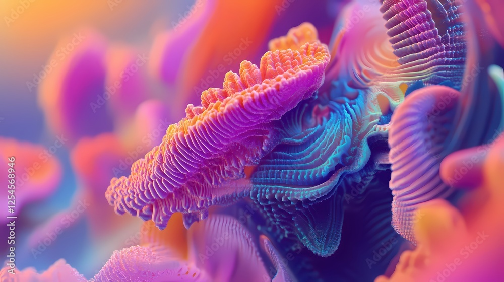 Fototapete abstract organic structure with vibrant colors and intricate details creating a surreal atmosphere