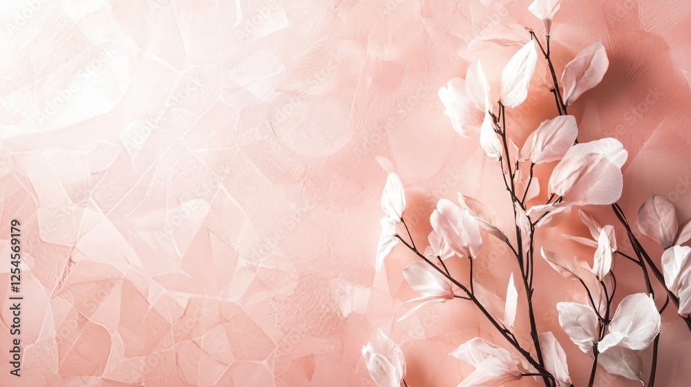 Aufkleber delicate coral backdrop with elegant floral leaves creating a soft and inviting atmosphere