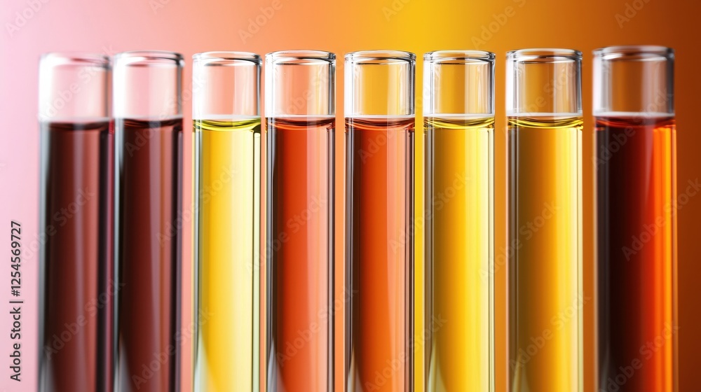 Aufkleber row of laboratory glass test tubes with colorful liquids for scientific research and experiment