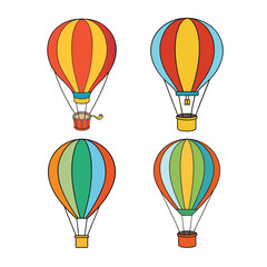 Naklejka premium A set of vibrant hot air balloon colorful vector illustration