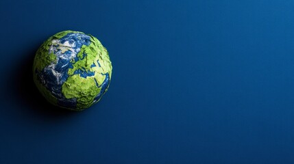 Fototapeta premium Fragile Earth A Textured Globe on a Deep Blue Background