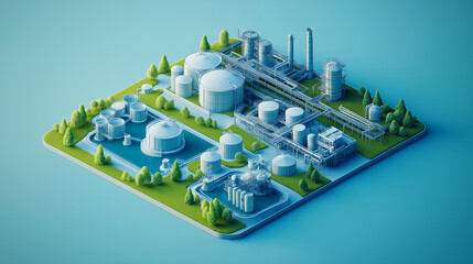 Water desalination facility 3d.