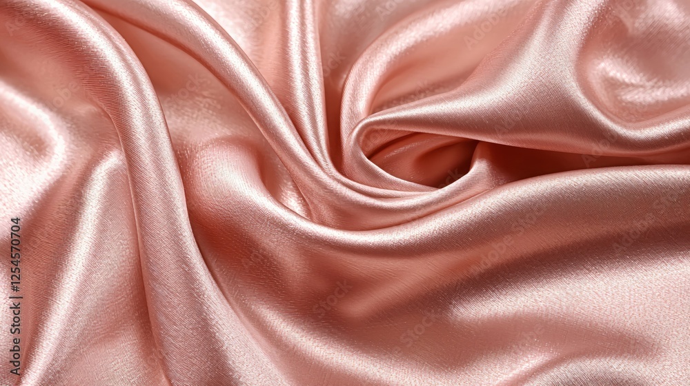Aufkleber Elegant swirl of light rose silk fabric creating a soft and luxurious texture background
