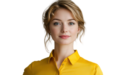 Portrait of smiling blonde businesswoman with transparent background