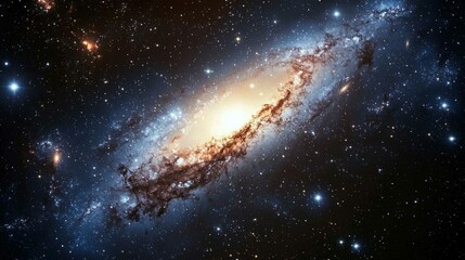Fototapeta premium Stunning Spiral Galaxy with Bright Core and Distant Stars in Space
