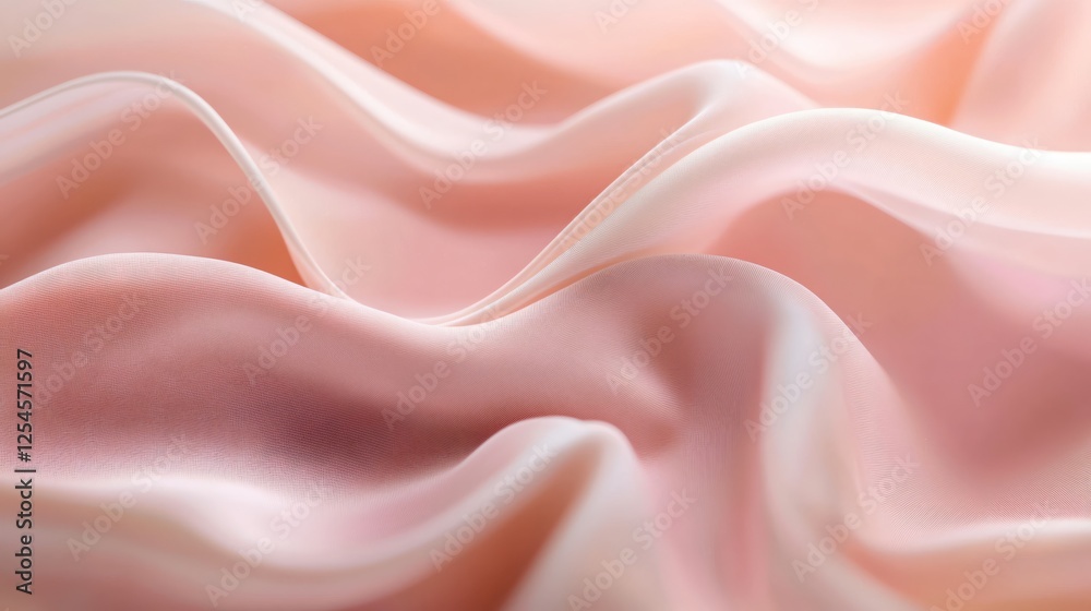 Aufkleber soft pink silk fabric waves abstract background gentle texture and delicate lightness