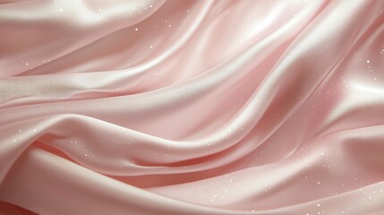Delicate pink silk fabric with soft folds and subtle sparkle creating a luxurious texture