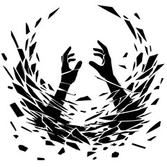 Silhouette of broken glass