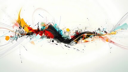 Dynamic abstract painting with vibrant colors and fluid lines creating a modern art design