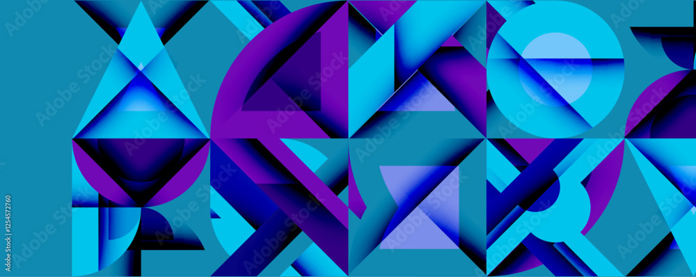 Poster Minimal geometric abstract background. Circle square and triangle design