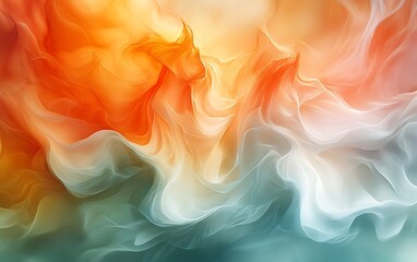 Obraz premium Abstract dreamy blurred background with soft clouds of blended colors in warm and cool tones, creating a soothing and ethereal effect