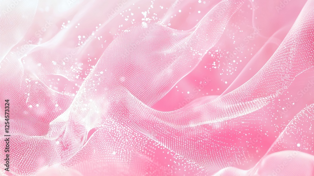 Leinwandbilder Ethereal pink waves of light and particles create a dreamy and soft abstract background