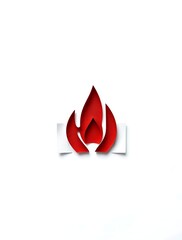 Obraz premium Red Flame Cutout on White Background Minimalist and Modern Design
