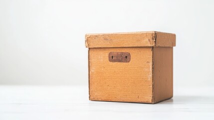 A rustic wooden box sits on a clean surface, evoking nostalgia with a simple, minimalistic style