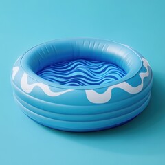 Inflatable pool, summer fun, blue background, kids' toy