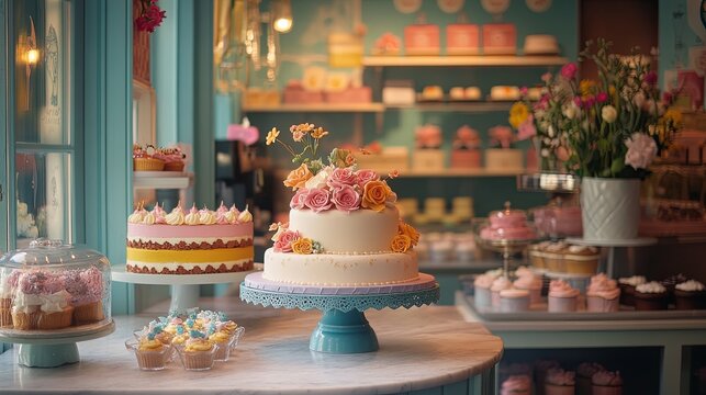 A small artisan bakery promoting beautiful cakes and pastries for celebrations digital