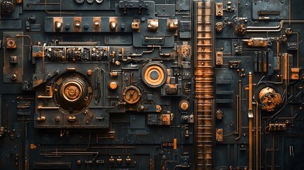Intricate Steampunk Machinery: A Darkly Golden Mechanical Masterpiece