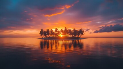 Sunset Paradise: Tropical Island at Golden Hour