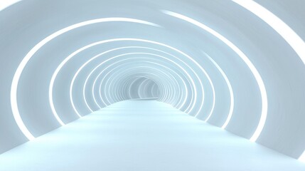 Obraz premium Futuristic light tunnel, empty, modern, architecture, interior, perspective, 3D design, photorealistic, digital art
