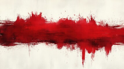 Abstract red paint streak on a white canvas, evoking emotion and creativity in art