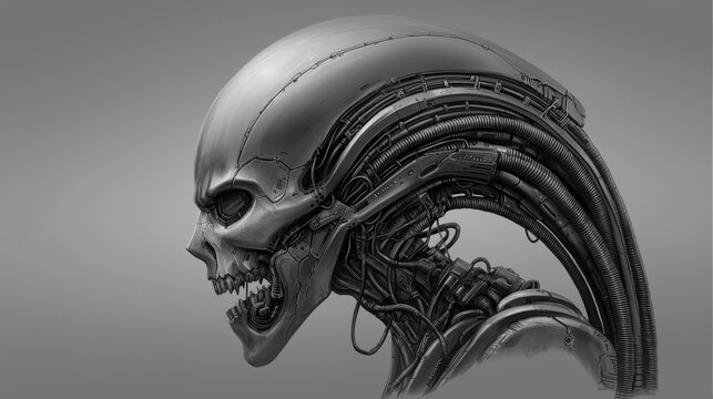 Alien portrait, a captivating gaze from the depths of the unknown cosmos mysterious