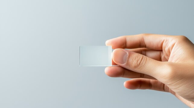 Hand holding business card, professional networking and contact information exchange