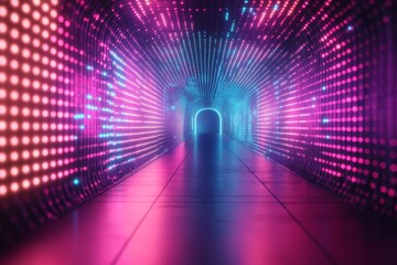 Neon Pink Blue LED Tunnel Light Corridor Background