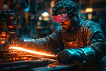 Futuristic Blacksmith Working With Molten Metal