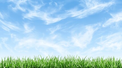 Scenic landscape, verdant grass field meeting a clear blue sky on the horizon, nature's beauty