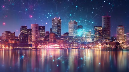 new york city skyline at night