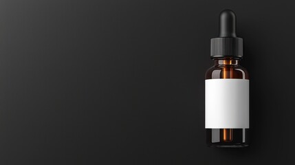 A sleek amber glass dropper bottle with a black dropper cap, ready for essential oils or liquid supplements.
