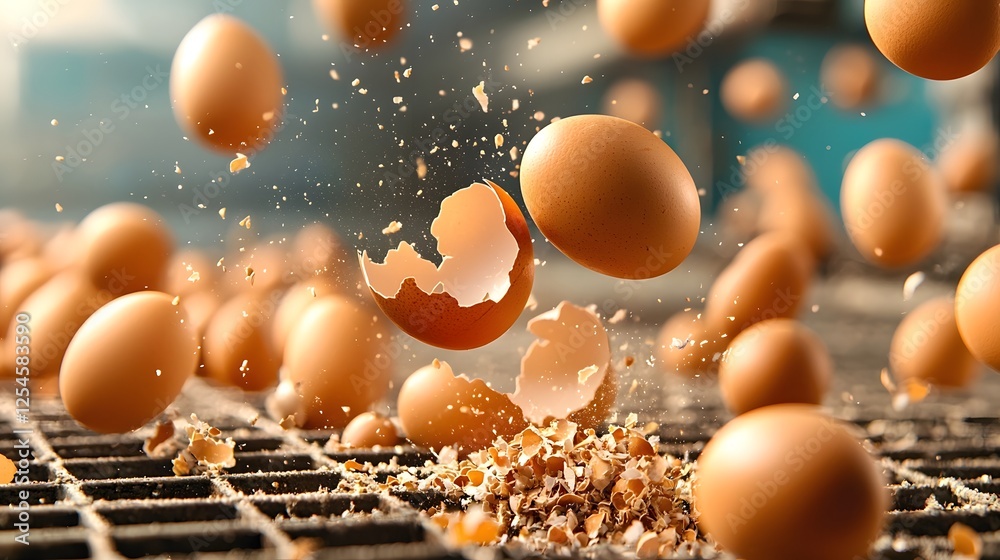 Poster factory dashboard displaying real time data on egg production efficiency metrics and analytics for o