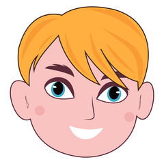 Obraz premium Cartoon illustration of a smiling boy with bright blond hair.