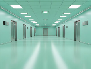 Mint Green Corridor 3D Illustration