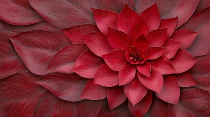 Striking red flower with long, wavy leaves, a captivating closeup of natural beauty