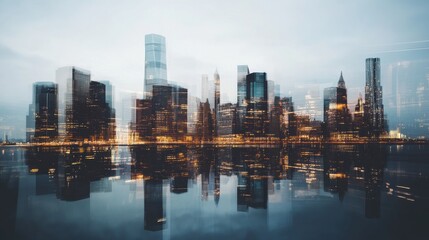 Urban Exposure of Unfinished Buildings at Dusk with Overcast Sky
