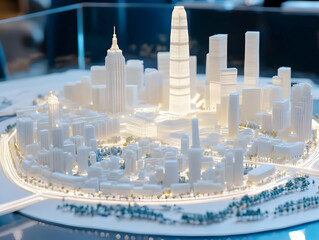 White Cityscape Architectural Model 3D Render