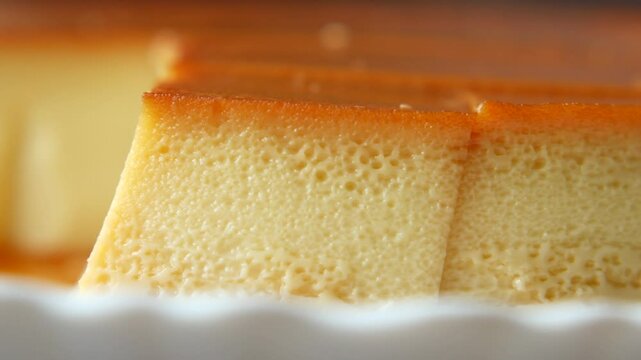 Closeup of a delicious caramel pudding