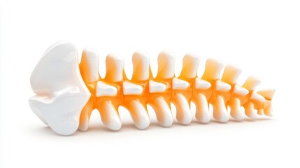 Creative artistic 3D render of a spine with human-like teeth as vertebrae. Generative AI