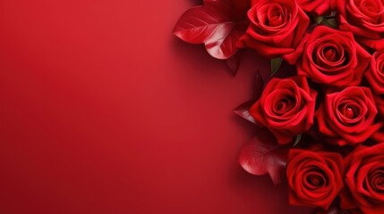 Vibrant Red Roses on a Rich Red Background - Perfect for Celebrations, Love, and Romantic Themes, Ideal for Invitations and Decorations