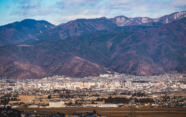 Fototapeta premium 山形村から見た松本市街地