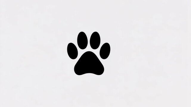 Black silhouette of a paw print on a light background representing an animal footprint design idea