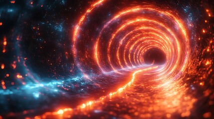 Obraz premium Fiery red neon lines forming a high-speed glowing vortex