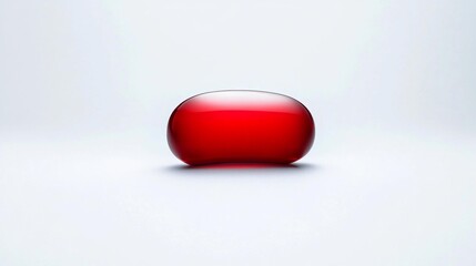 Smooth red capsule on a clean white isolated background abstract concept. Generative AI
