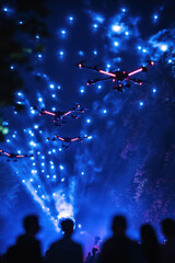 Drone light show at night event
