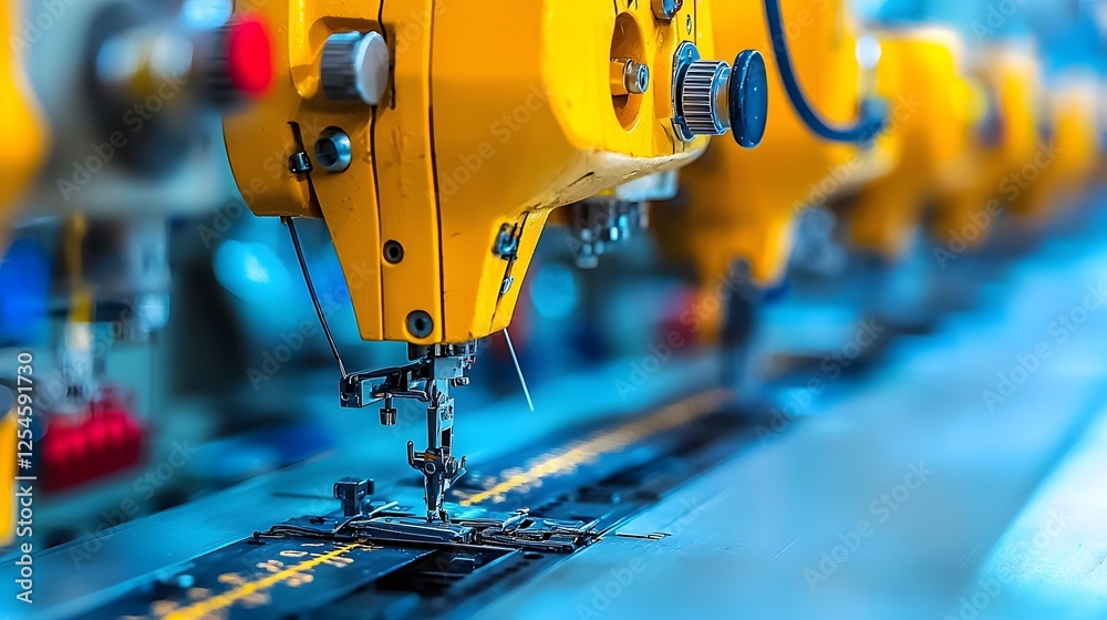 Aufkleber industrial sewing machines neatly arranged in a modern garment factory showcasing the efficient and 
