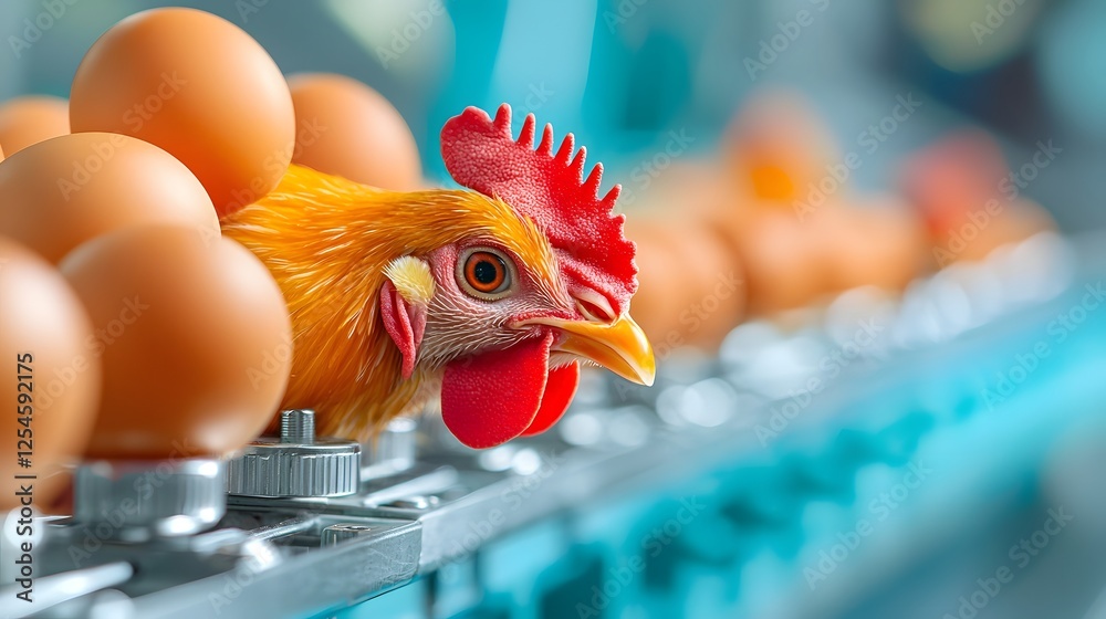 Aufkleber Intelligent Poultry Monitoring System Tracking Temperature in Processing Unit   Automated digital technology for efficient and sustainable food production in the agriculture industry