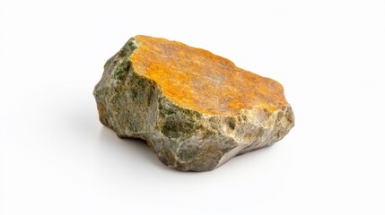 Obraz premium Unique Yellow and Green Rock on Isolated White Background. Generative AI